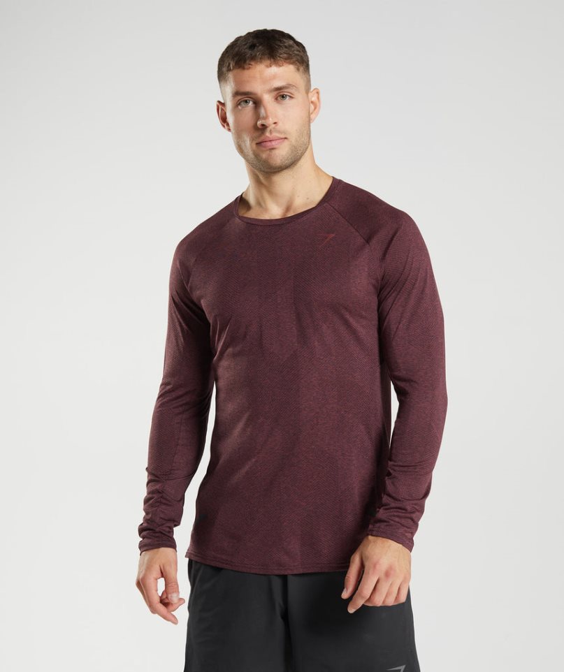 Men\'s Gymshark Apex Long Sleeve T-Shirts Dark Brown | CA 1N75DA